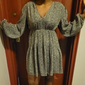 A New Day Elegant Black and Gray Pattern Women's Pullover Dress Size XXL